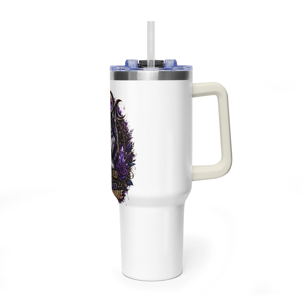 40oz Vacuum Tumbler — 'Protected & Guided' Mystic Wolf Thermal Mug