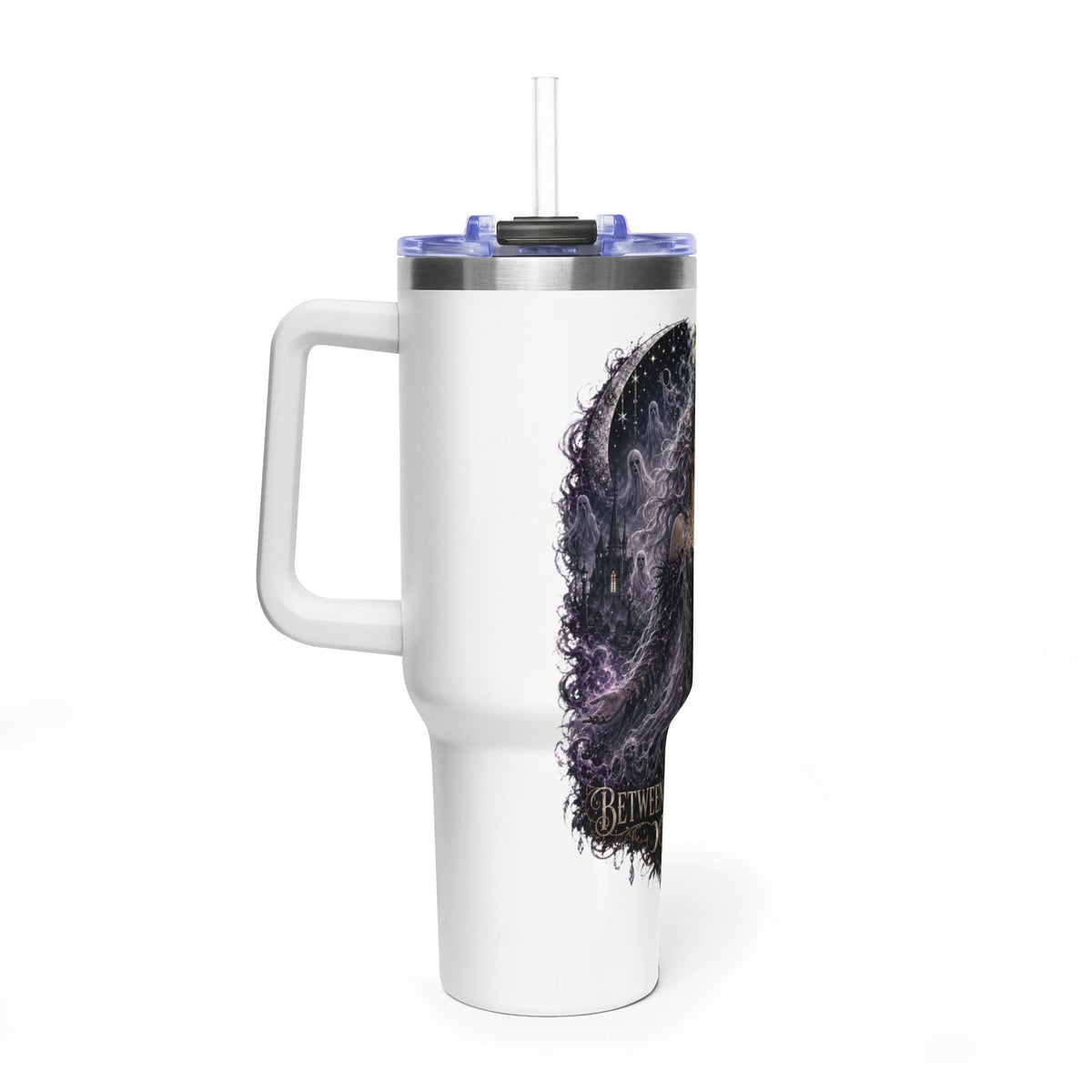 40oz Vacuum Tumbler — "Between Worlds" Mystical Forest Goddess Design