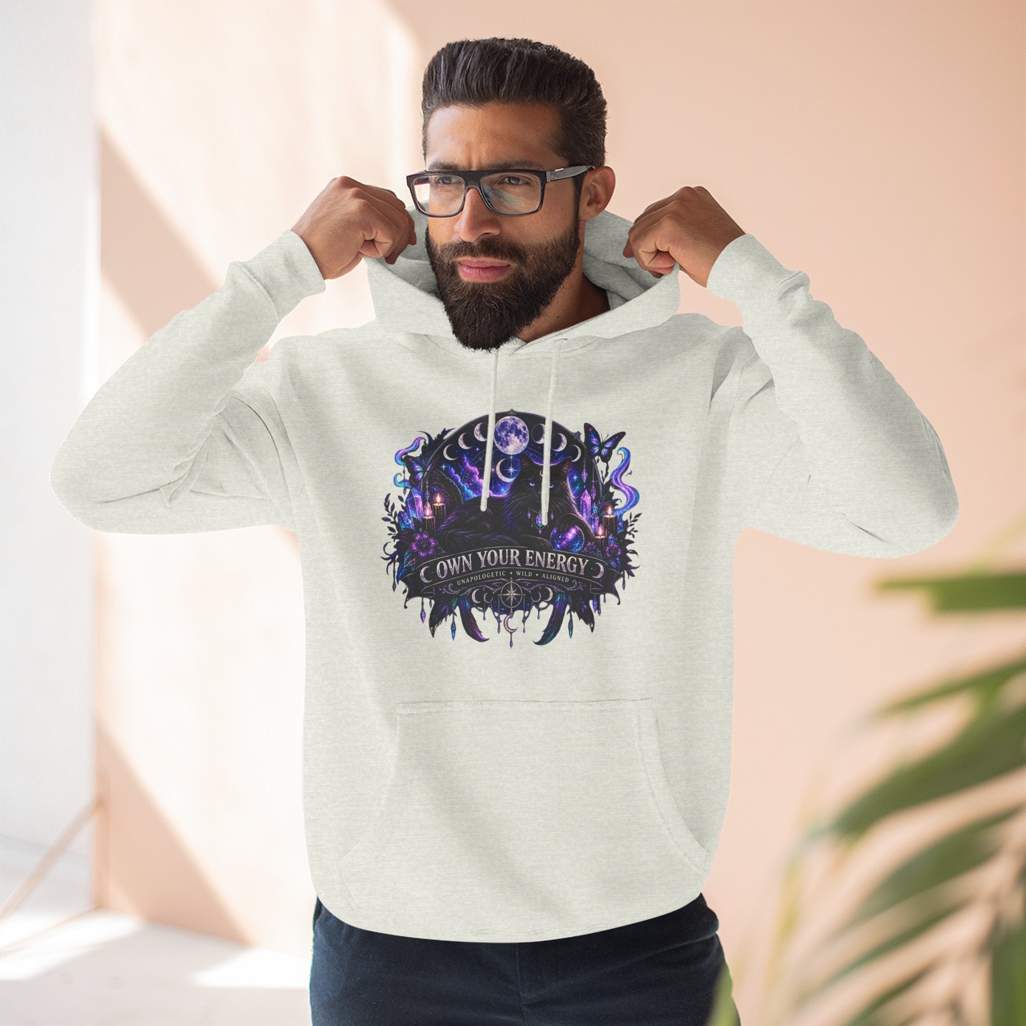 Mystical Black Cat Fleece Hoodie