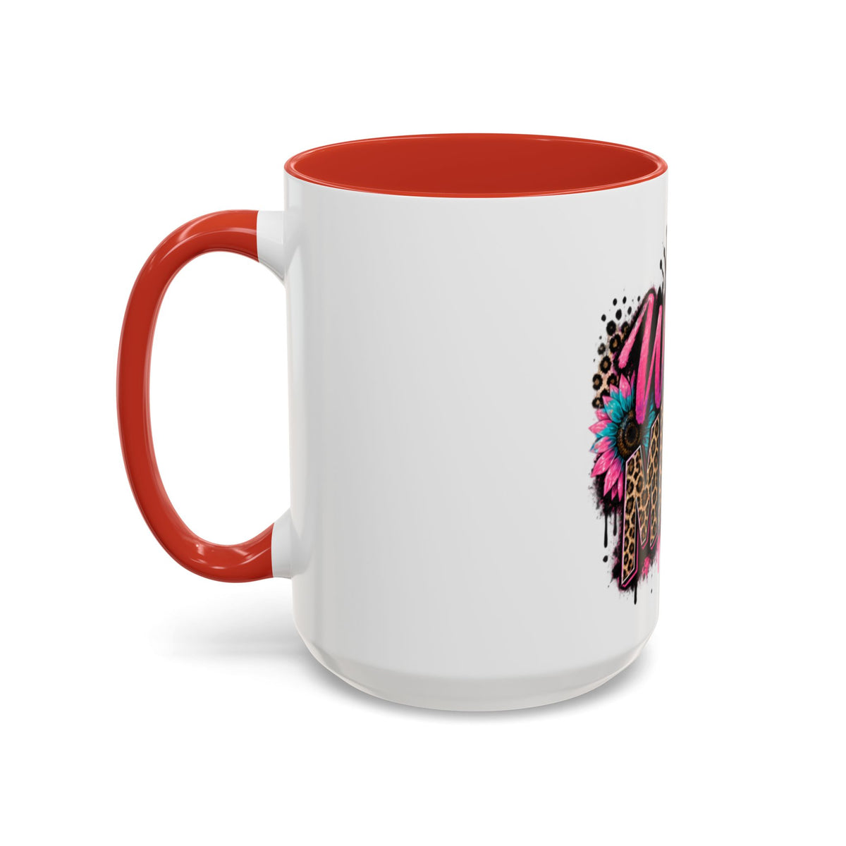 Wild Mama Leopard Accent Coffee Mug – Fun Mom Gift, Pink Crown Graphic (11/15 oz)