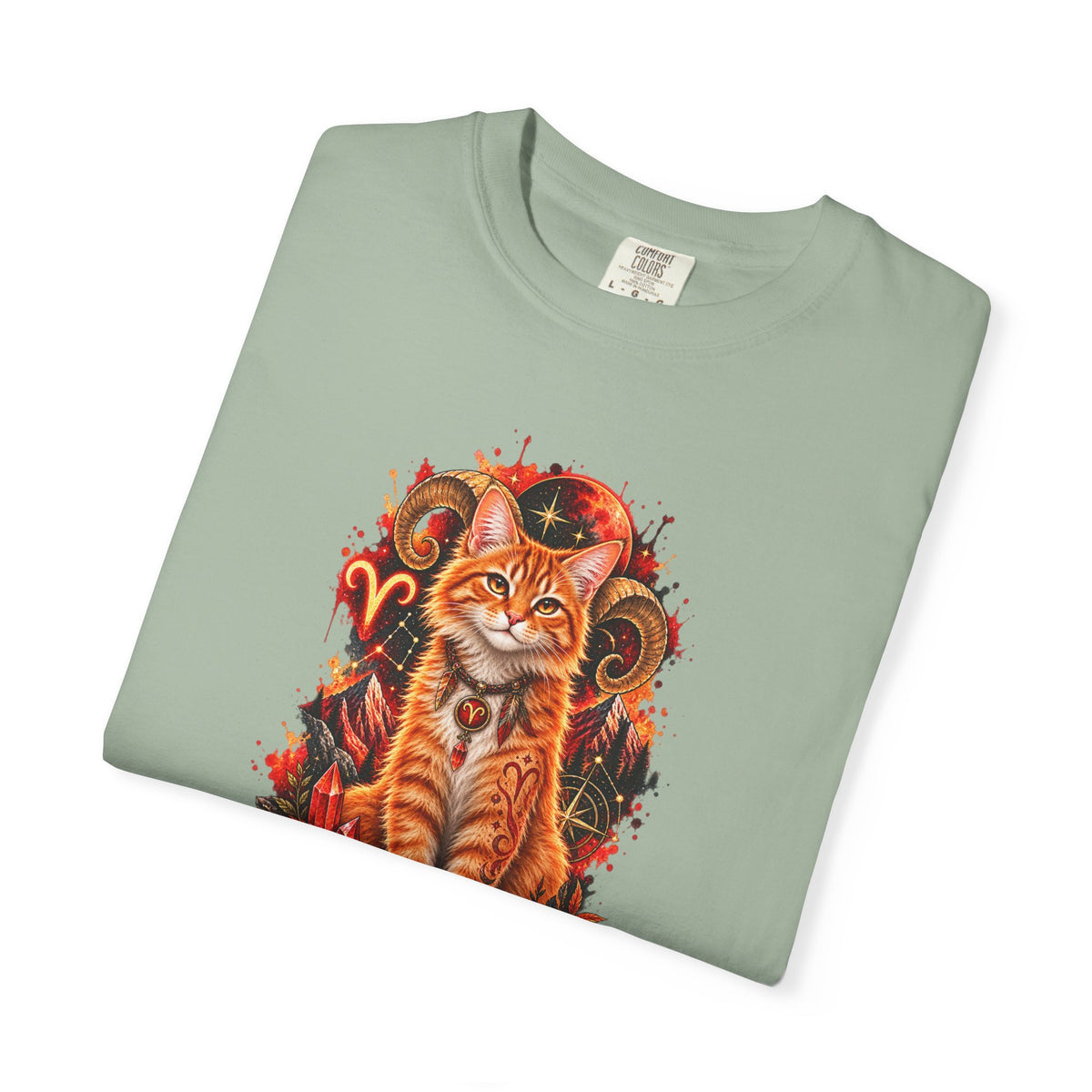Aries Orange Tabby Cat Zodiac T-Shirt — Fiery Astrological Graphic Tee