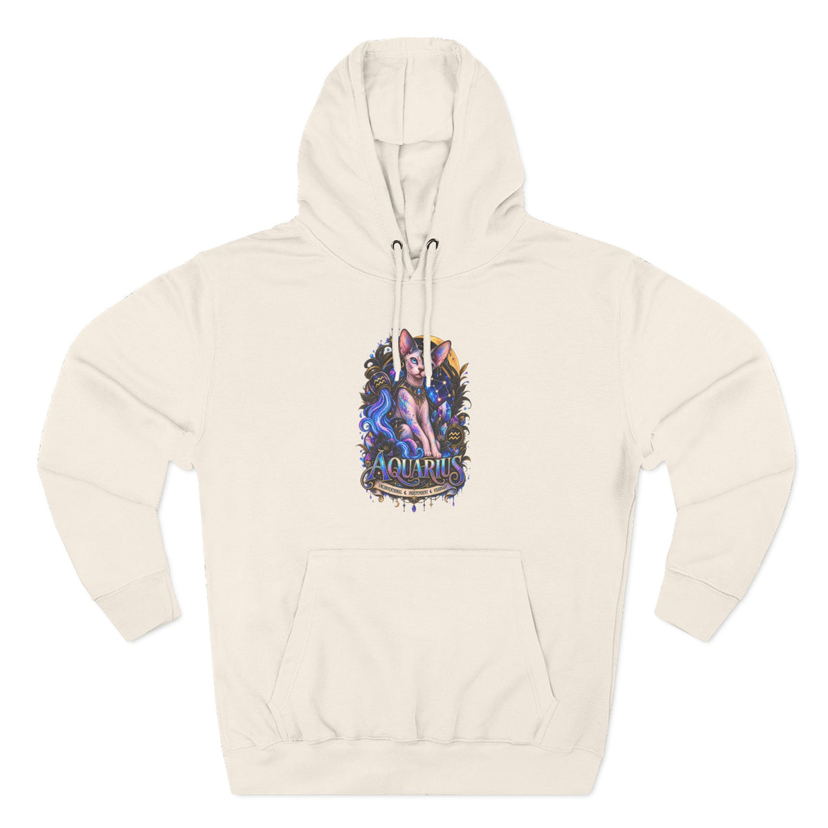 Aquarius Sphynx Cat Zodiac Hoodie- Celestial Astrology Cat Lover Sweatshirt
