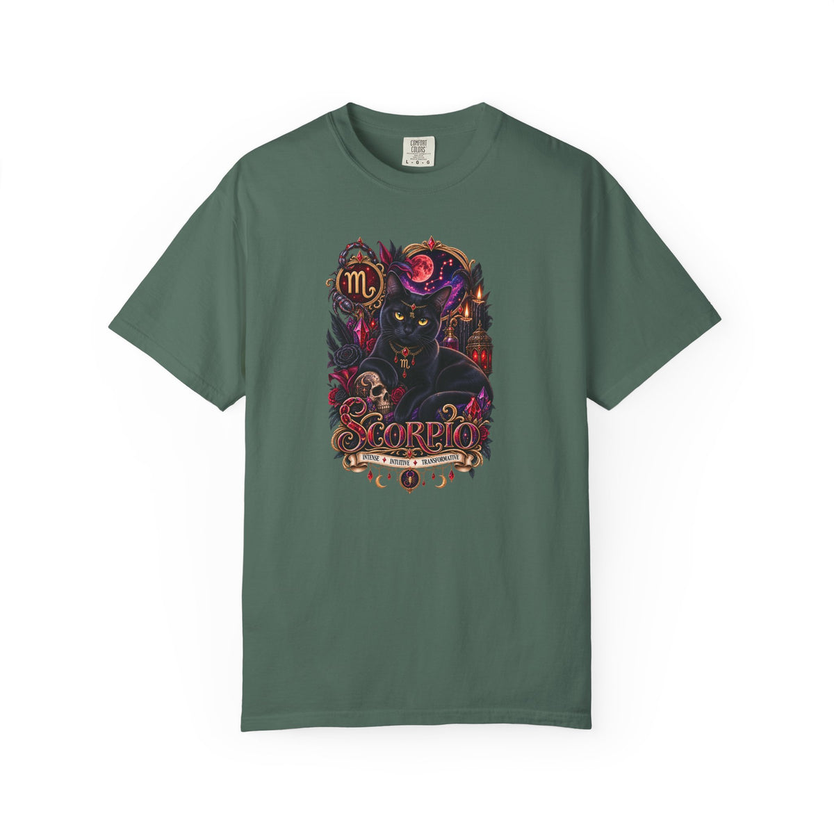 Scorpio Black Cat Zodiac T-Shirt — Dark Mystical Scorpio Graphic Tee