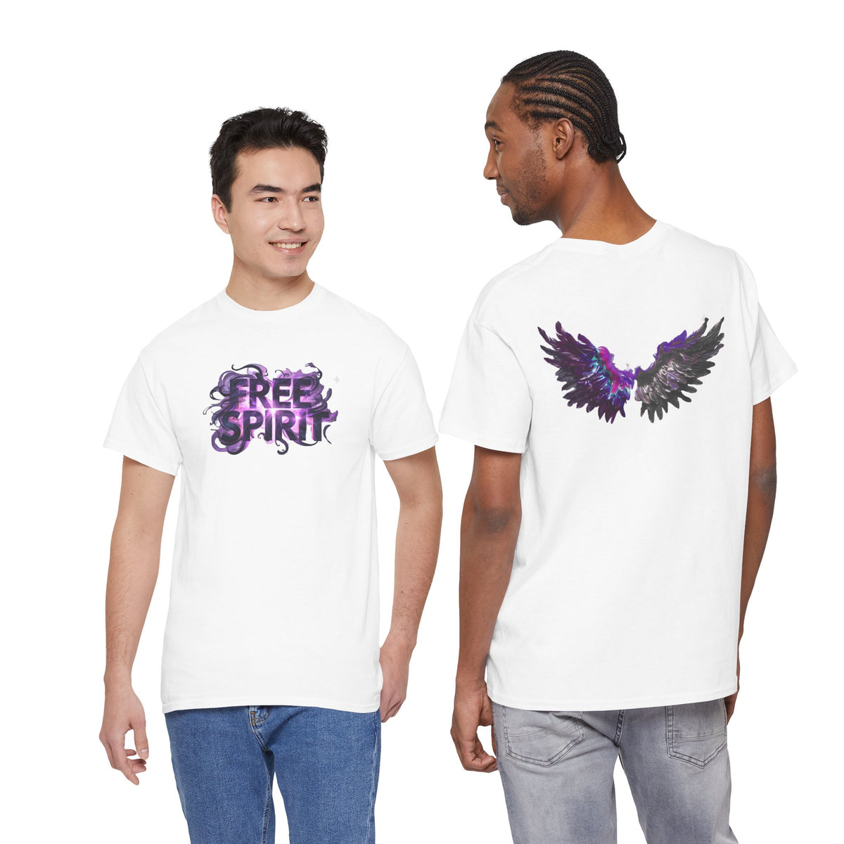 Free Spirit Tee — Purple Galaxy Wings Graphic T-Shirt