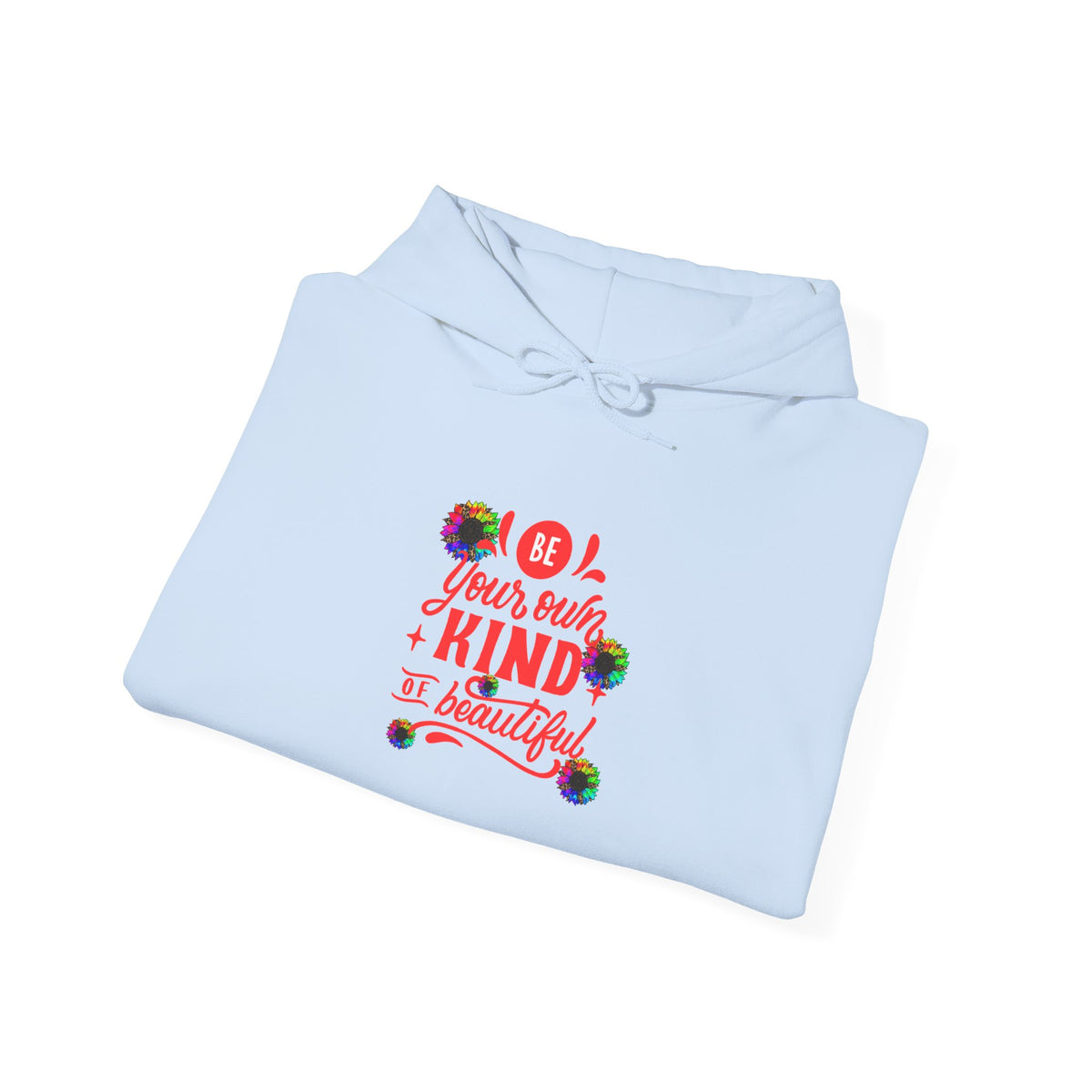 Inspirational Floral Hoodie – "Your Smile is Kind & Beautiful" Rainbow Sunflower Cozy Pullover