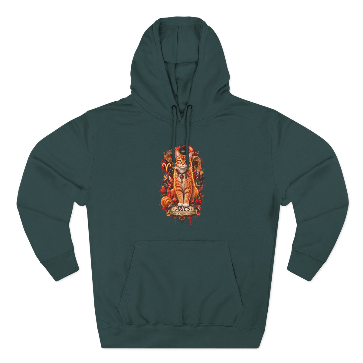 Aries Tabby Cat Zodiac Hoodie — Zodiac Constellation Graphic Fleece Pullover