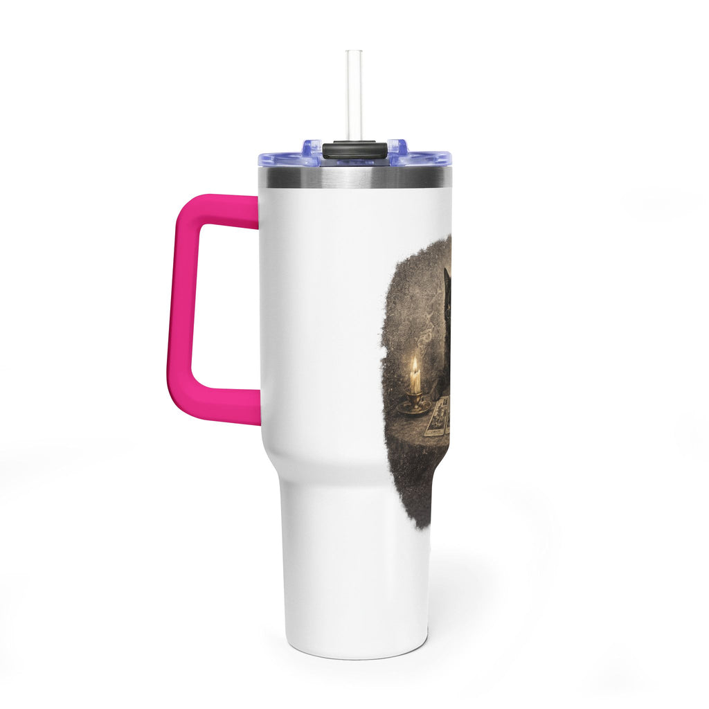40oz Black Cat Tarot Tumbler — Witchy Tarot Coffee Travel Mug