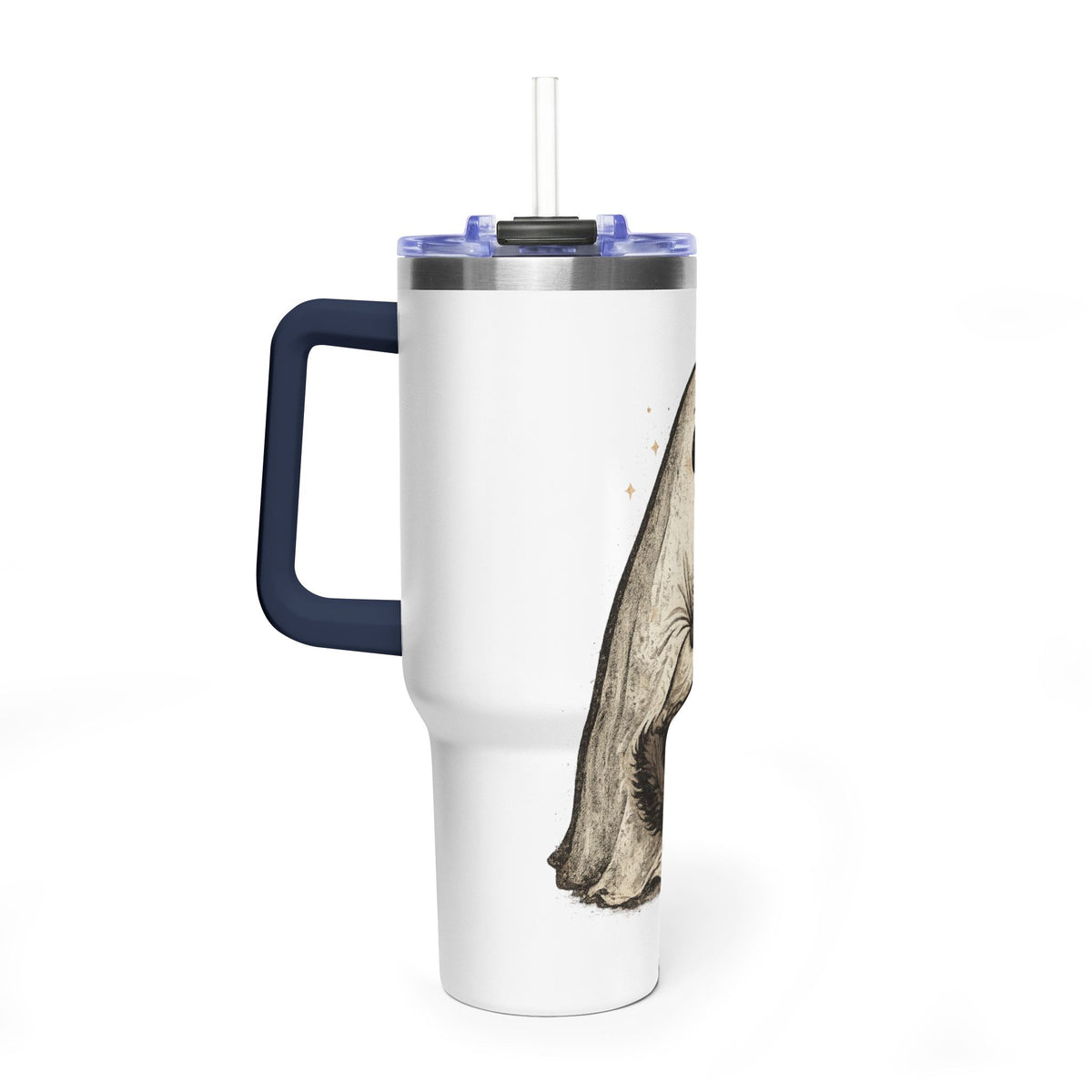 40oz Tumbler — Cute Ghost Hugging Black Cat Thermal Cup
