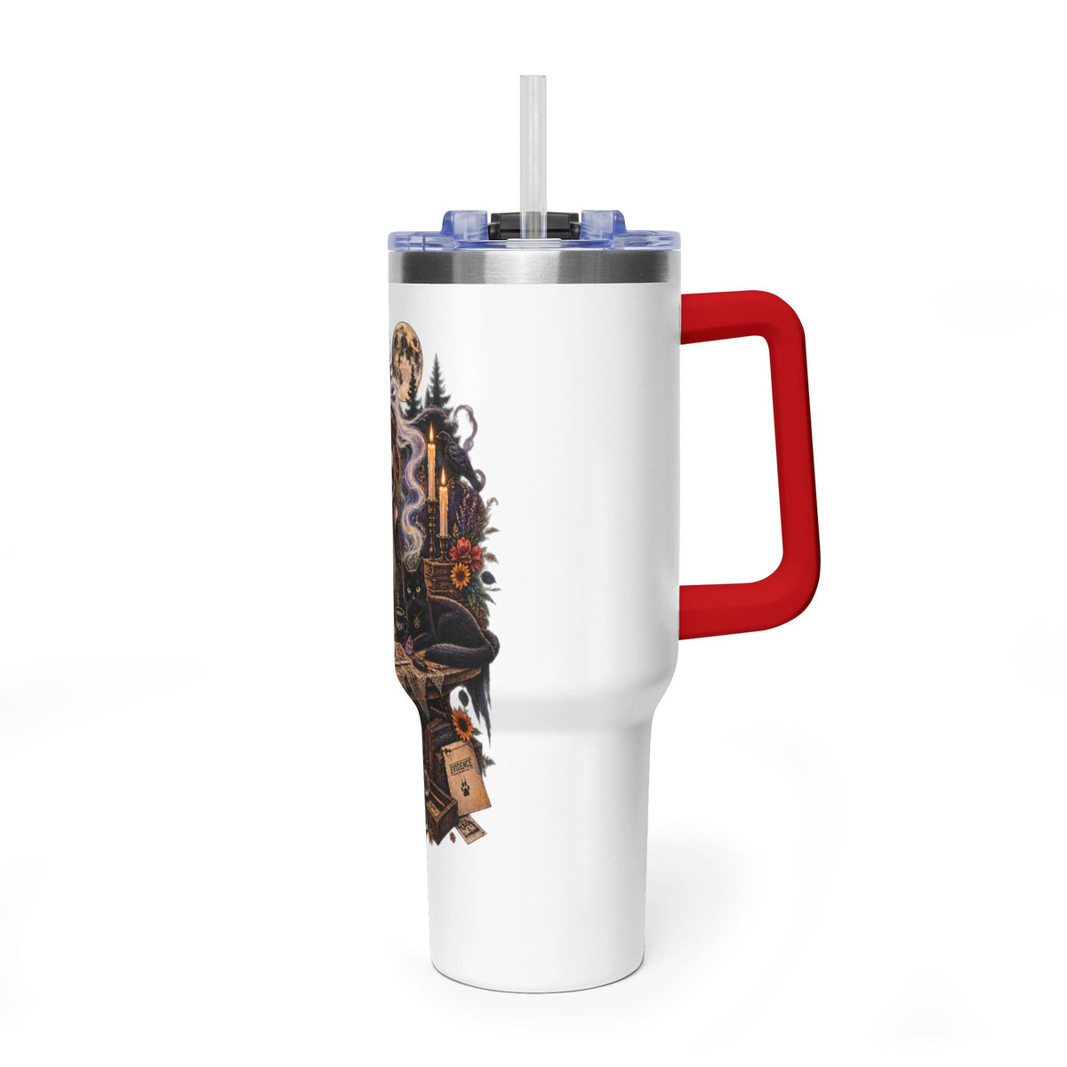 40oz Halloween Witch & Ghost Tumbler – Spooky Cottage Thermal Travel Mug