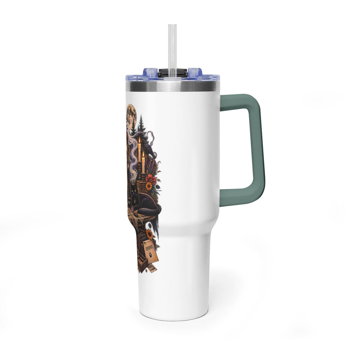 40oz Halloween Witch & Ghost Tumbler – Spooky Cottage Thermal Travel Mug