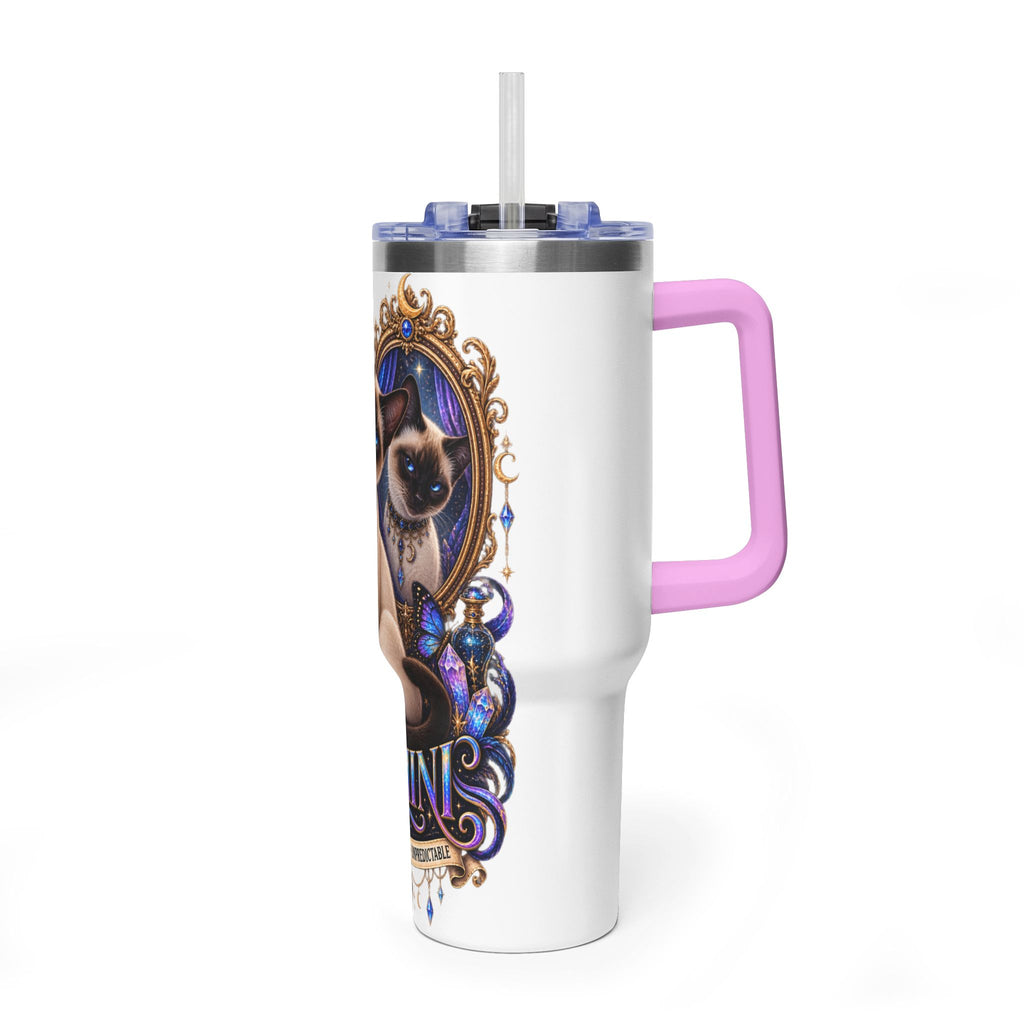 40oz Gemini Zodiac Tumbler — Siamese Cat Astrology Vacuum Thermal Cup