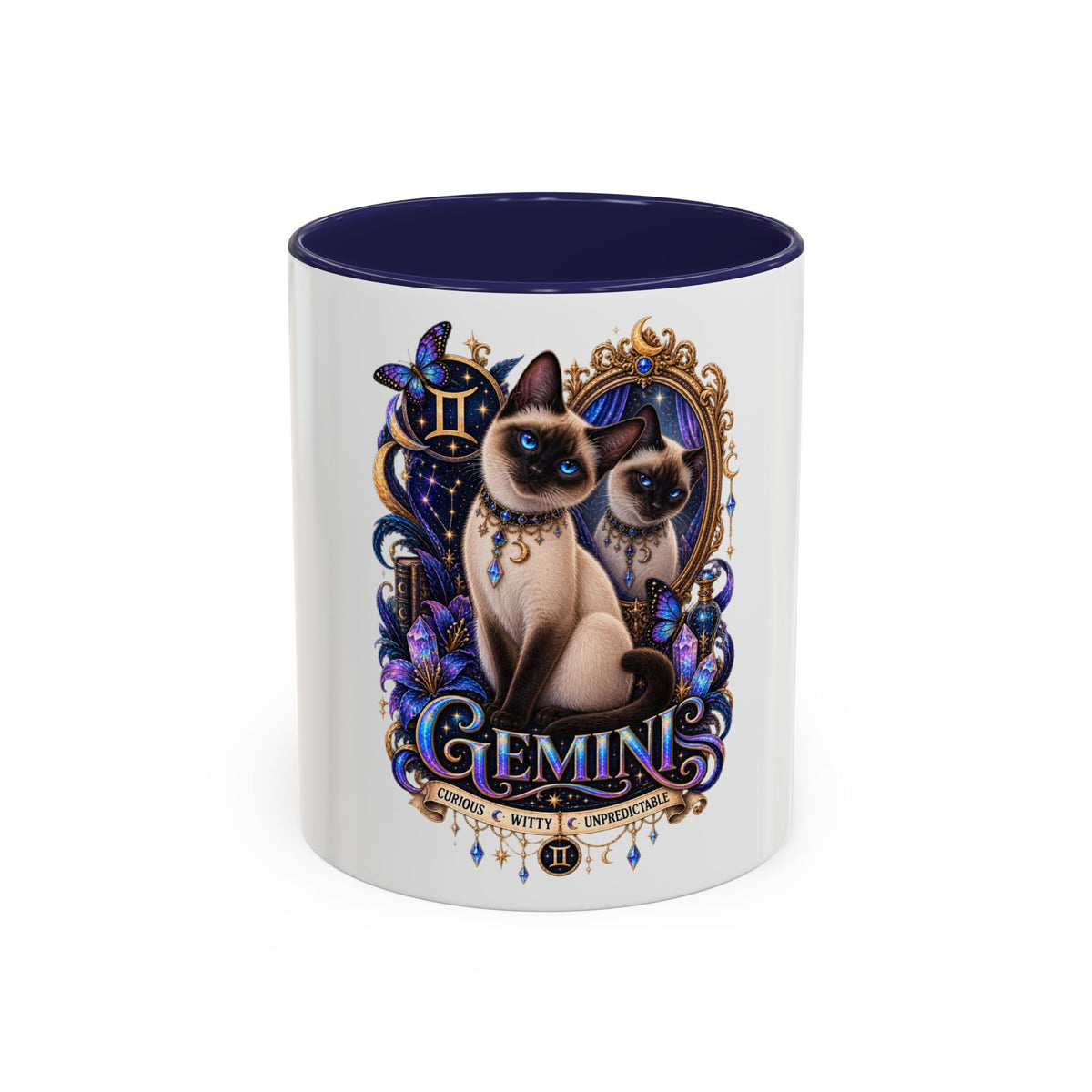 Gemini Zodiac Cat Coffee Mug — Siamese Astrology 11/15oz Accent Mug