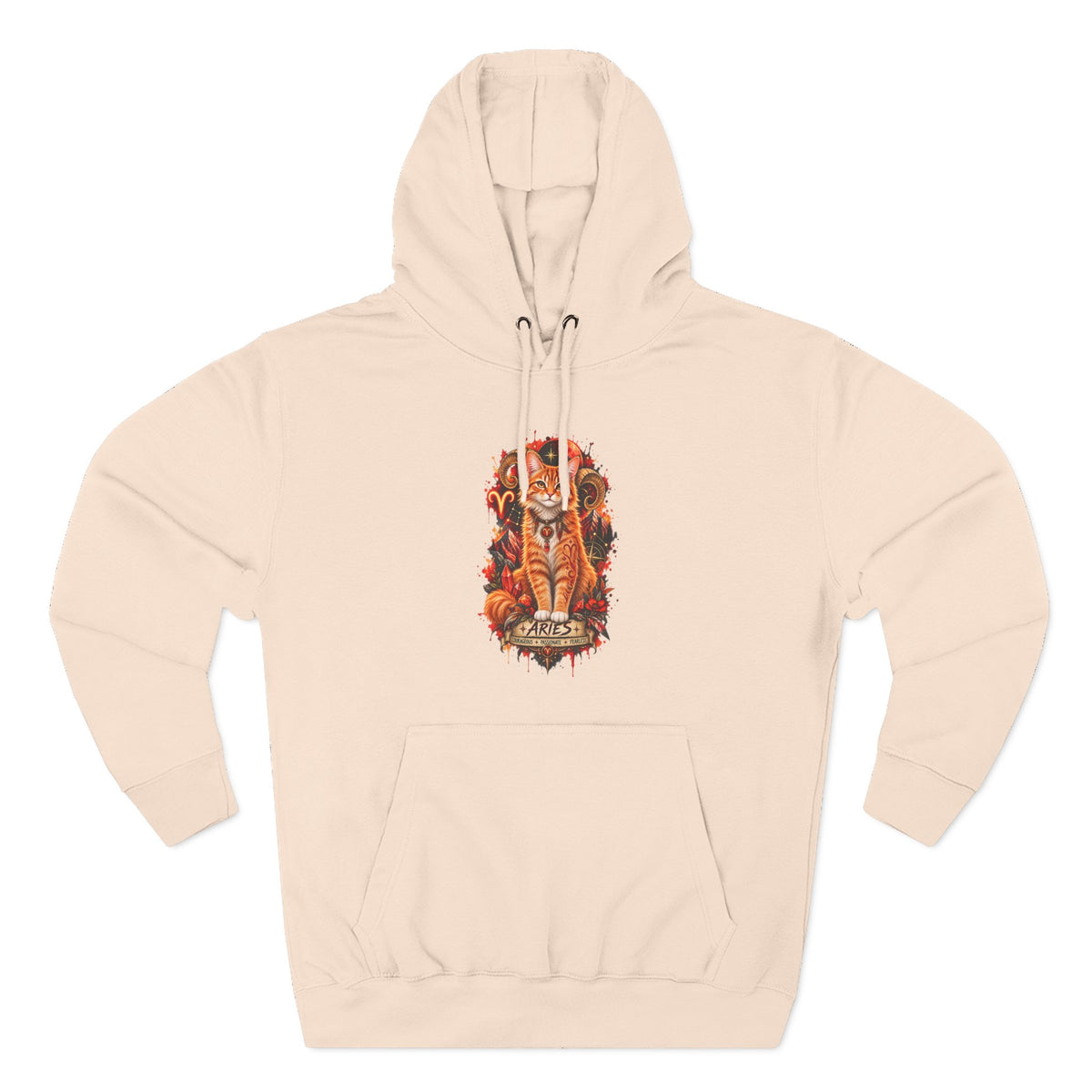 Aries Tabby Cat Zodiac Hoodie — Zodiac Constellation Graphic Fleece Pullover