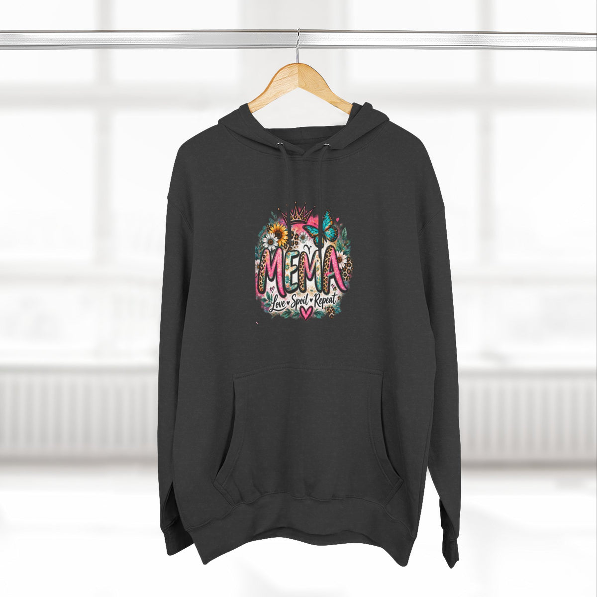 Mema Floral Hoodie — Cozy Fleece Pullover with Sunflower & Succulent Design