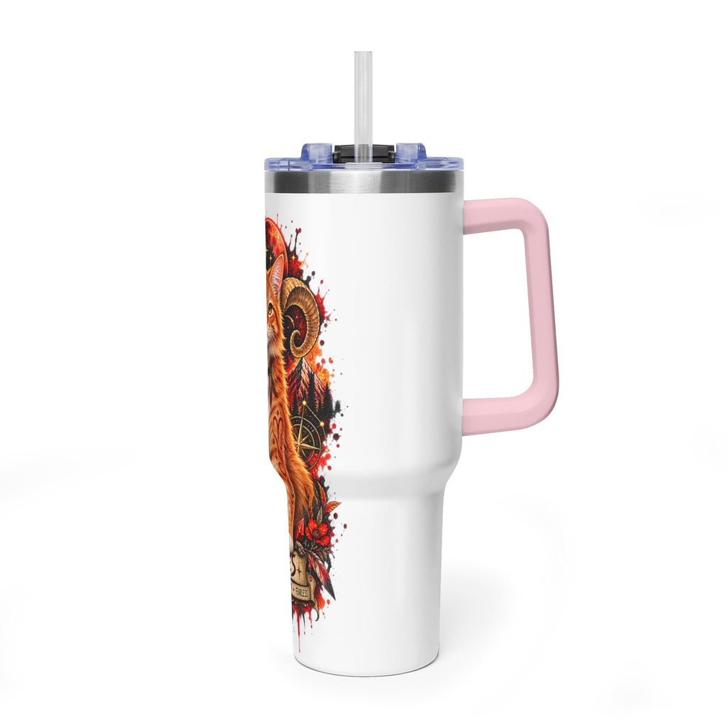 Aries Orange Tabby Cat Zodiac 40oz Tumbler – Astrological Stainless Travel Cup