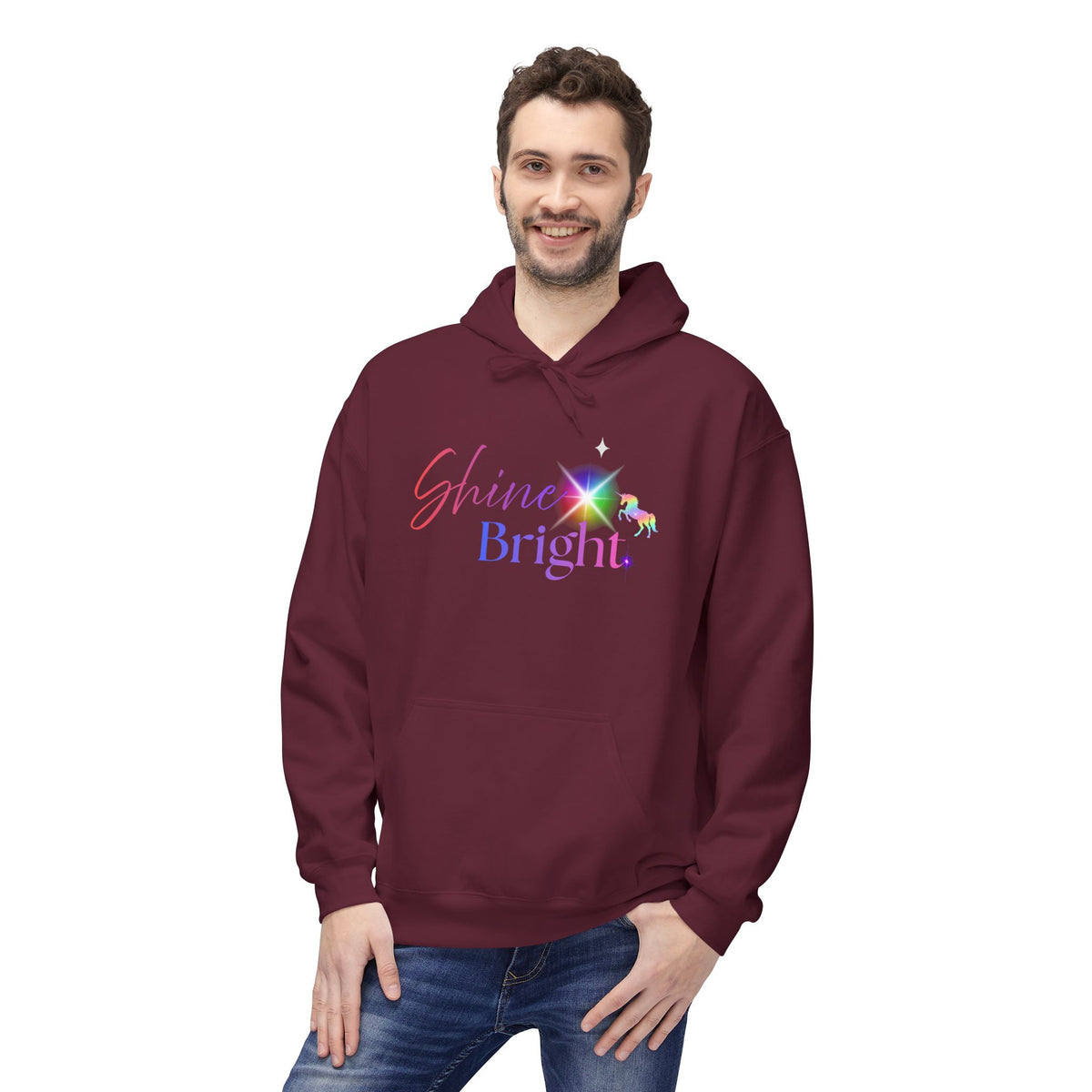 Shine Bright Pastel Hoodie — Inspirational Rainbow Graphic Hoodie