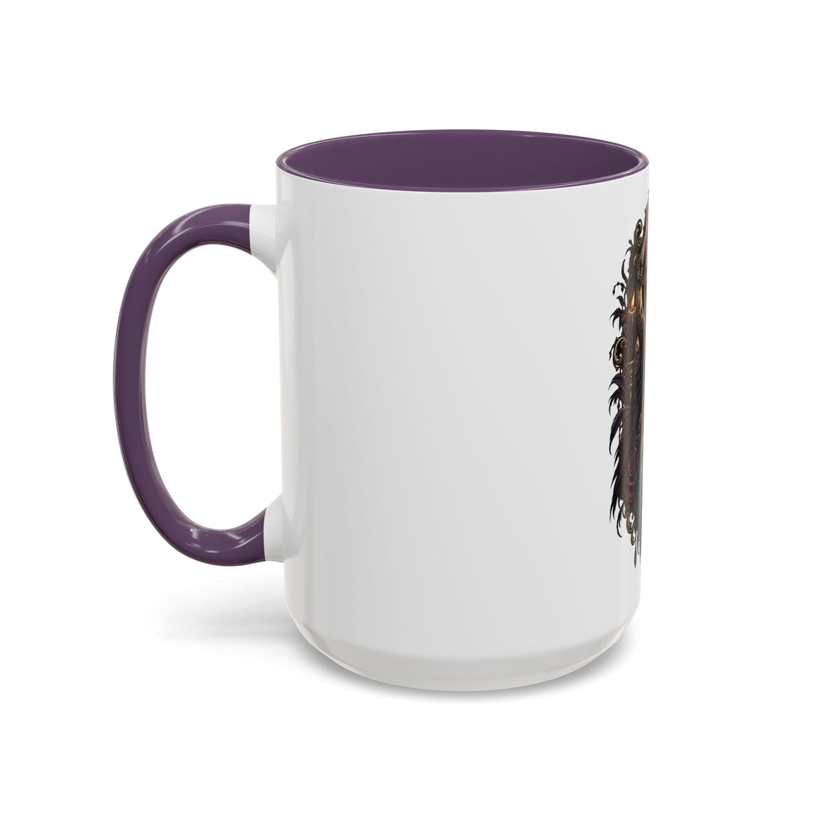 Gothic Raven & Skull Accent Coffee Mug — Dark Floral Occult Tea Cup