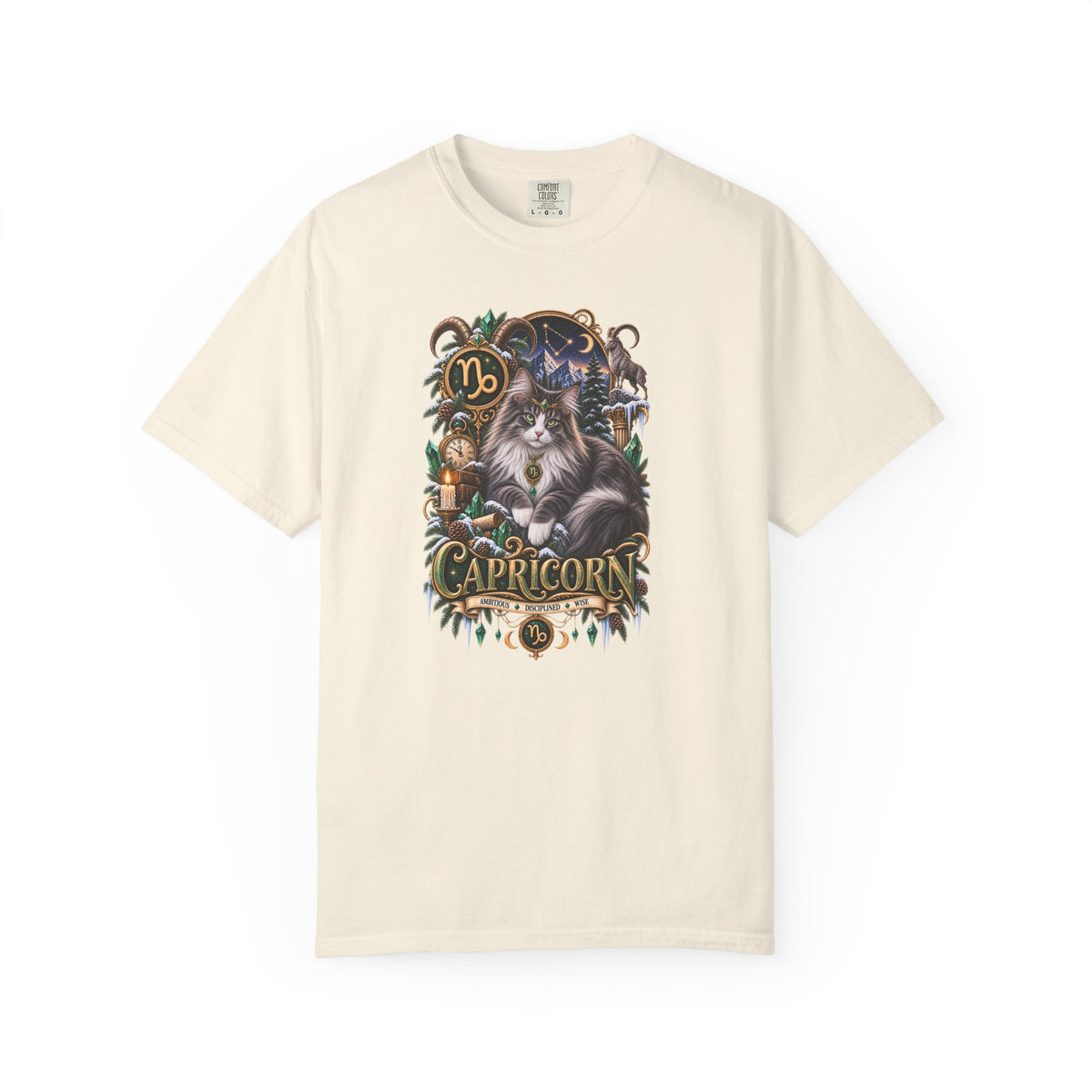 Capricorn Zodiac Norwegian Mountain Cat T-Shirt — Astrological Horoscope Tee