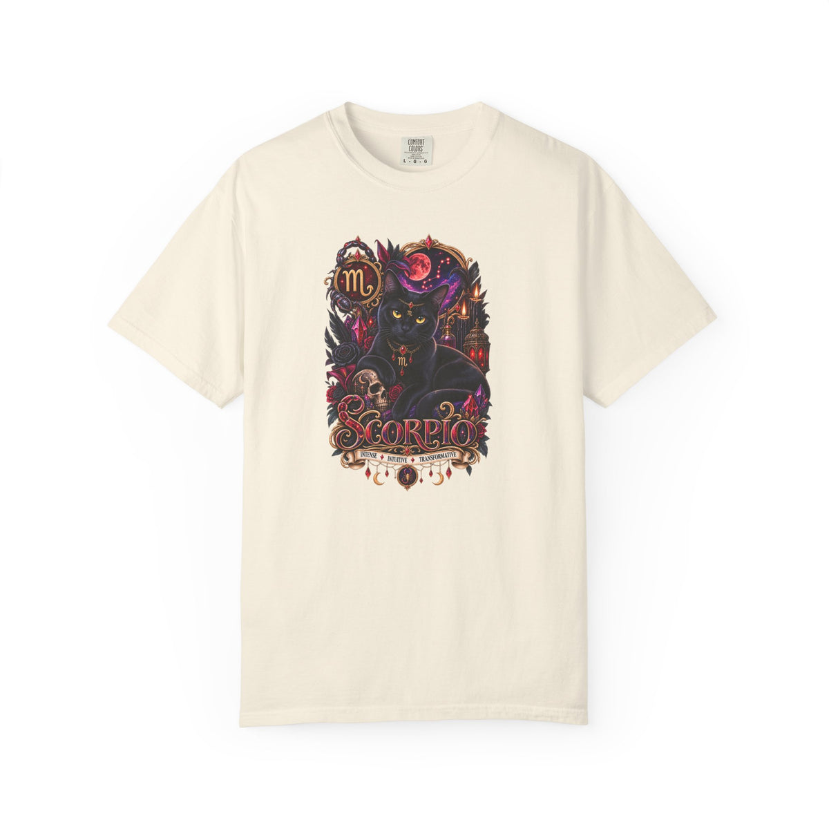 Scorpio Black Cat Zodiac T-Shirt — Dark Mystical Scorpio Graphic Tee