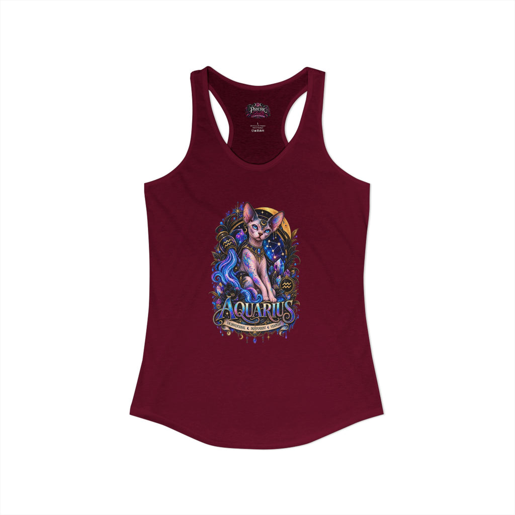 Aquarius Sphynx Cat Zodiac Tank- Celestial Astrology Cat Lover Tank