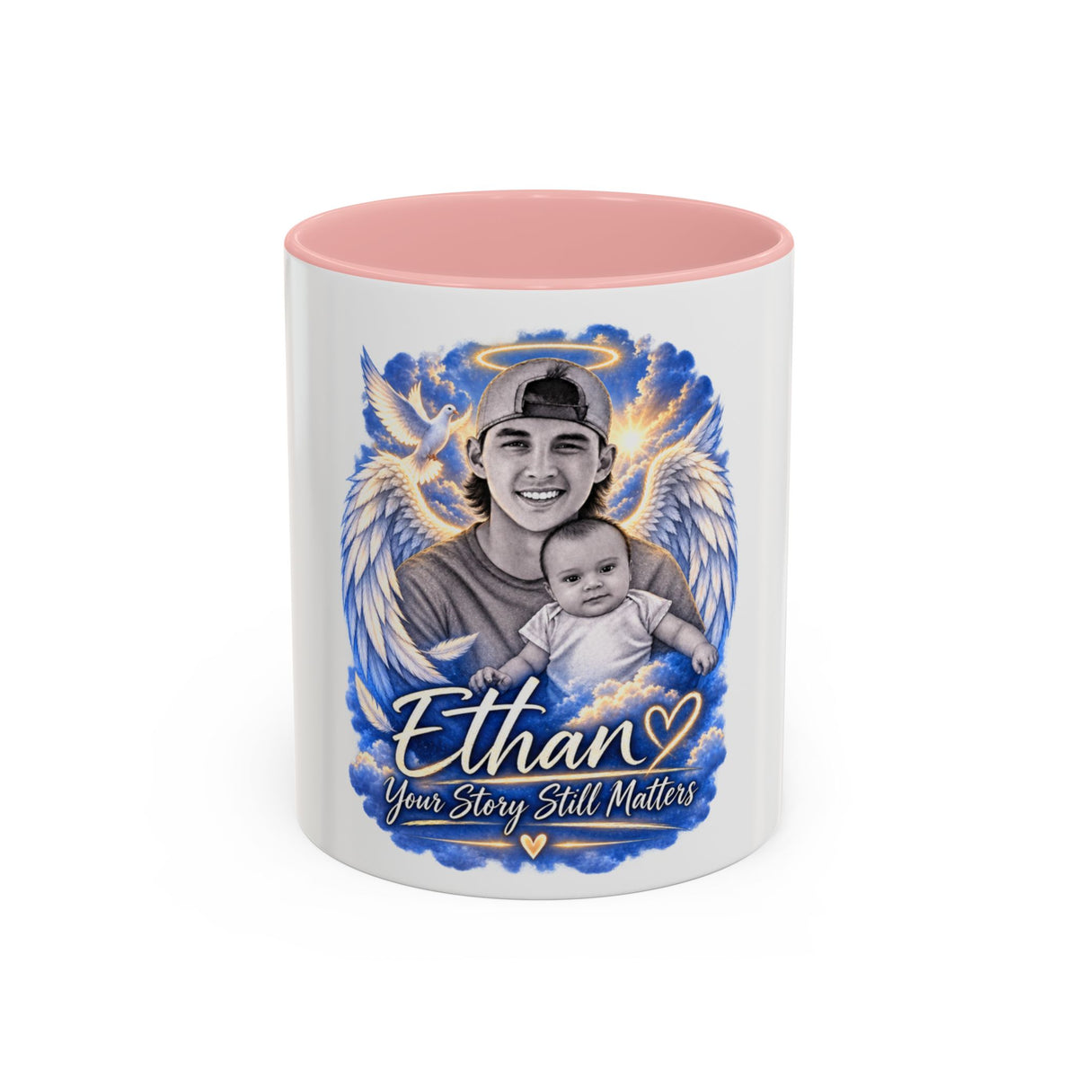 Memorial Coffee Mug — Personalized "Ethan  Your Story Still Matters" Angel Wings Tribute
