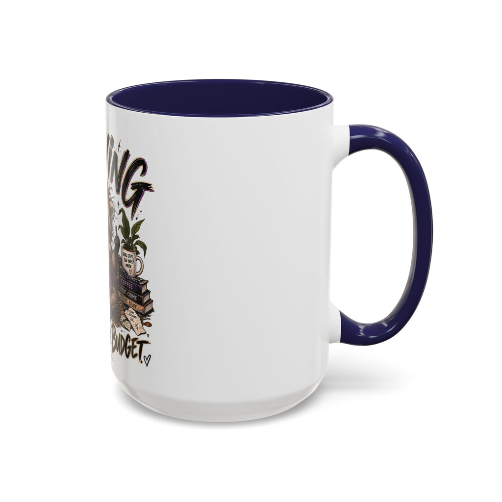 Thriving Raccoon Accent Coffee Mug — "Thriving Wasn't in the Budget" Funny Gift