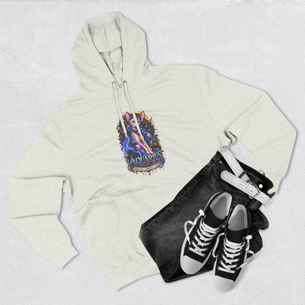 Aquarius Sphynx Cat Zodiac Hoodie- Celestial Astrology Cat Lover Sweatshirt