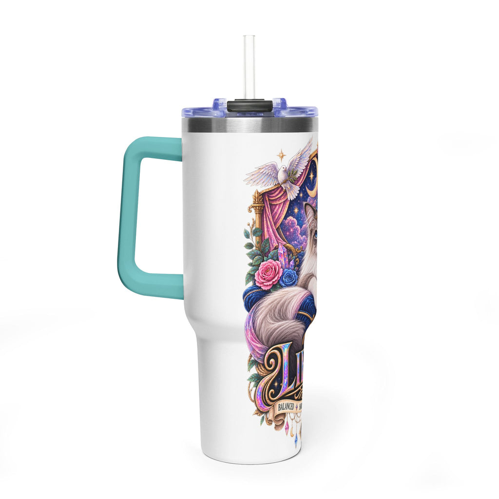 Libra Persian Cat 40oz Vacuum Tumbler — Zodiac Thermal Travel Mug