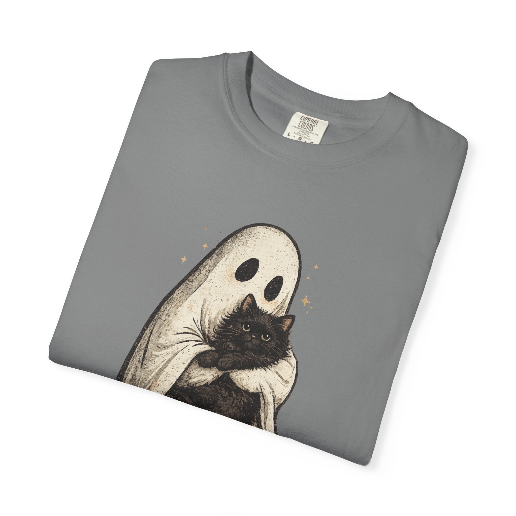 Ghost Hug T-Shirt — Cute Ghost Holding Cat Graphic Tee
