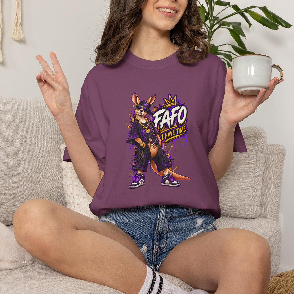 FAFO Kangaroo Graphic T-Shirt — Streetwear Retro Animal Design