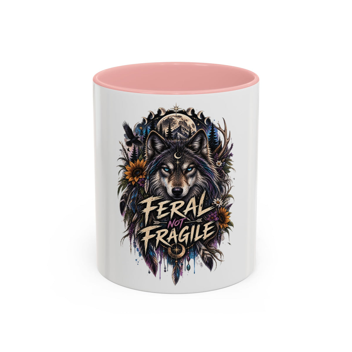 Feral Not Fragile Wolf Accent Coffee Mug (11oz & 15oz)