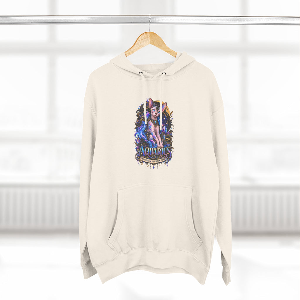 Aquarius Sphynx Cat Zodiac Hoodie- Celestial Astrology Cat Lover Sweatshirt