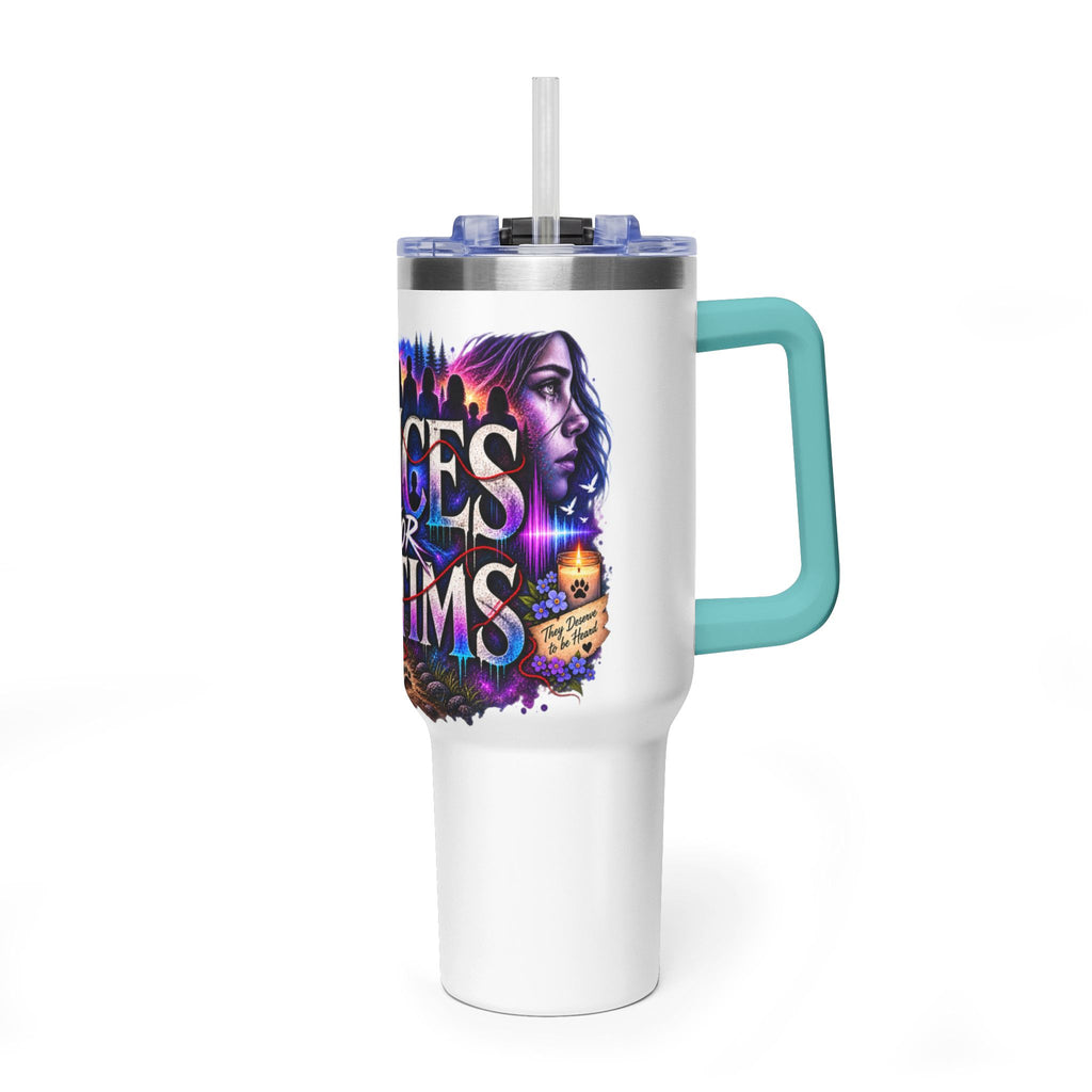 40oz Vacuum Tumbler - "Voices for Victims" Purple Feather Design