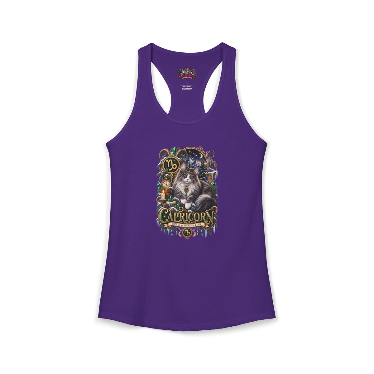 Capricorn Norwegian Forest Cat Zodiac Tank- Celestial Astrology Cat Lover Tank