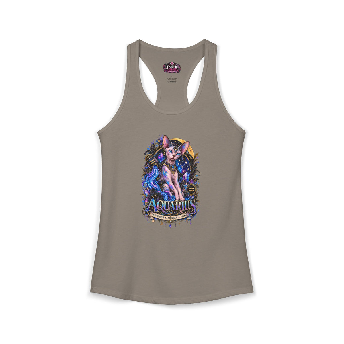 Aquarius Sphynx Cat Zodiac Tank- Celestial Astrology Cat Lover Tank