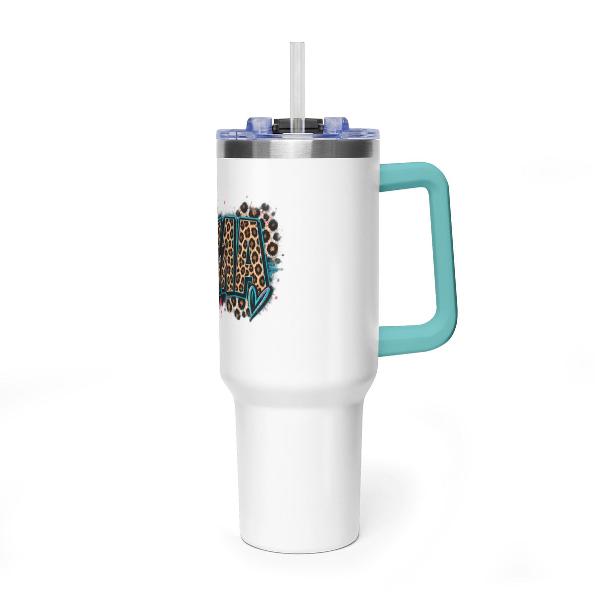 40oz Vacuum Tumbler — Mema Leopard Print Floral Design