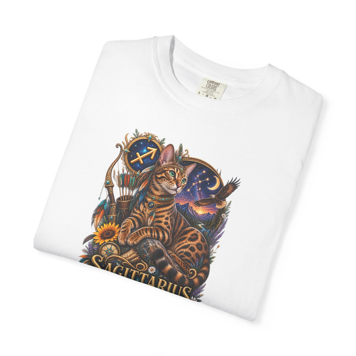 Sagittarius Zodiac Bengal Cat T-Shirt — Astrological Archer Horoscope Tee