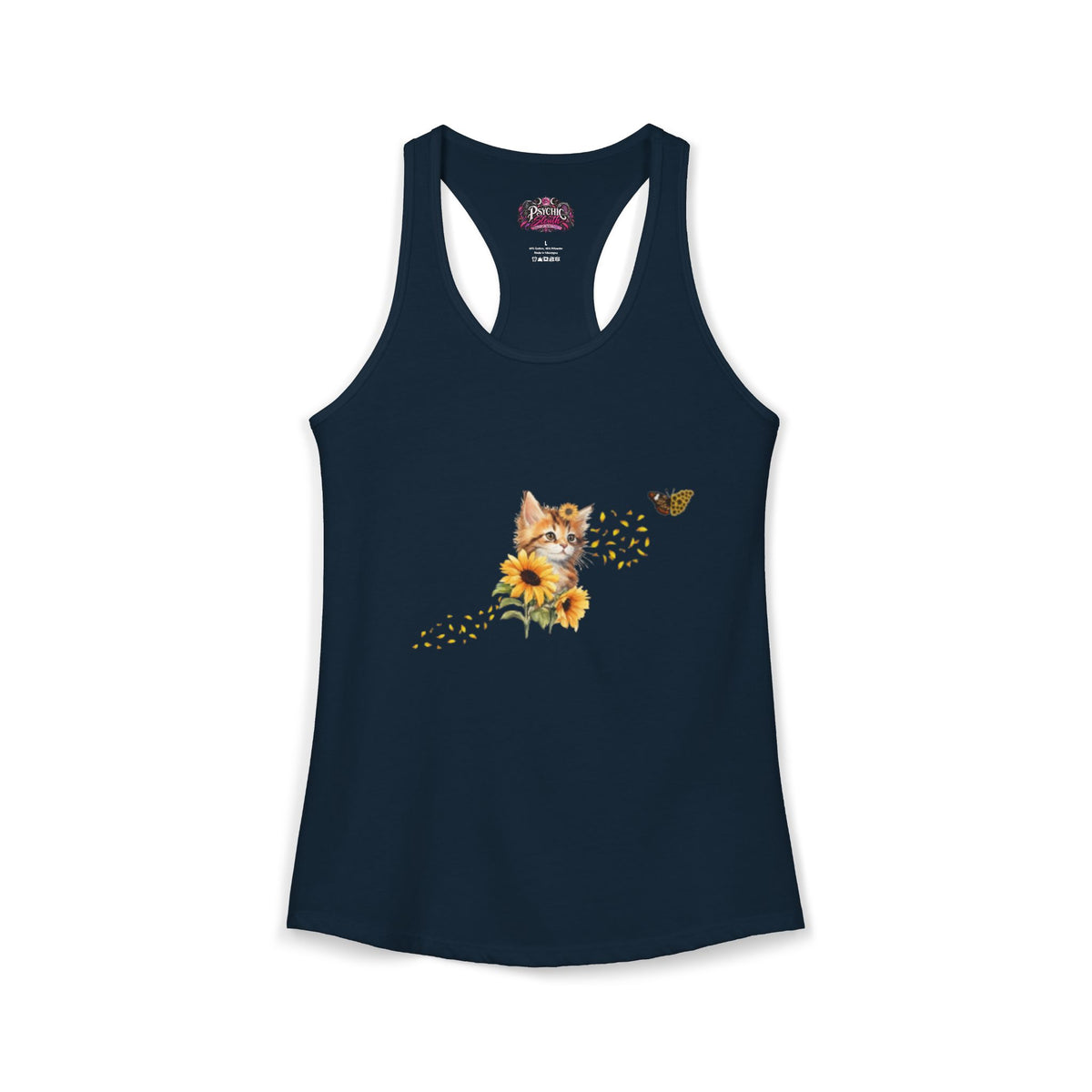Kitten Sunflower Chasing Butterfly Tank