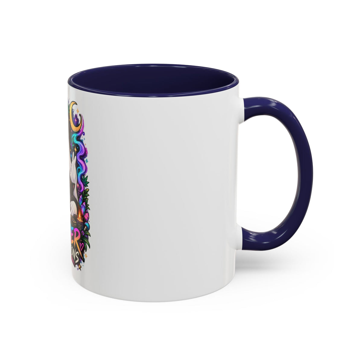 Higher Vibrations Coffee Mug — Cute Ghost & Cat Accent Mug (11/15 oz)