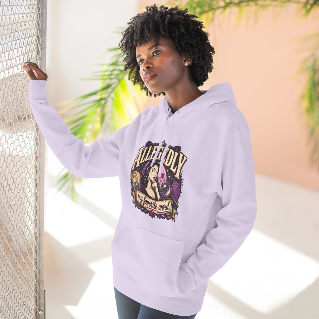Hoodie — "Allegedly My Favorite Word" Retro Witch Graphic