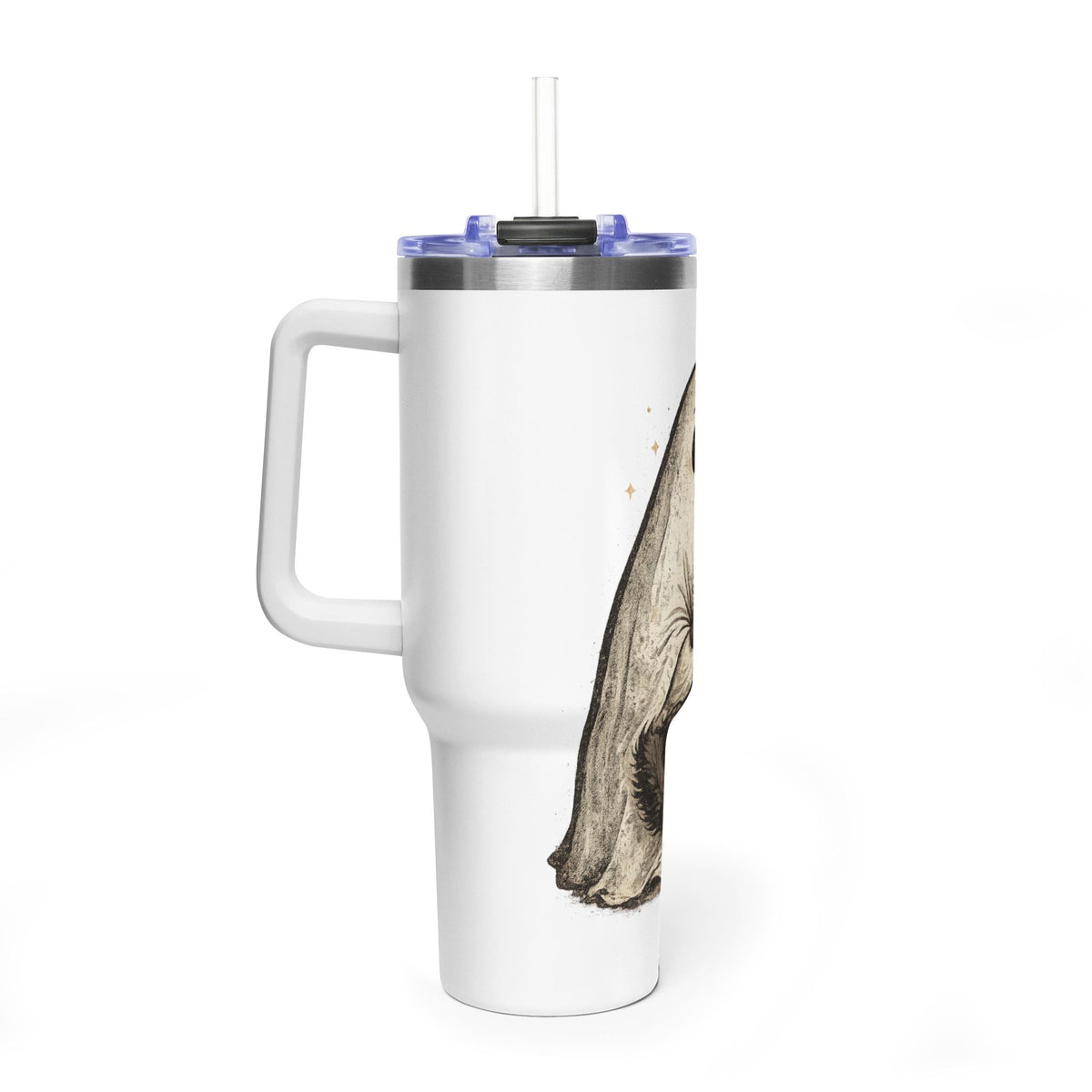 40oz Tumbler — Cute Ghost Hugging Black Cat Thermal Cup