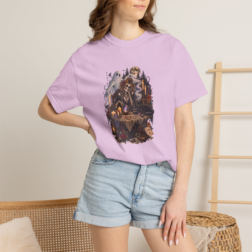 Tarot Seance Skeleton, Black Cat & Ghost Graphic Tee