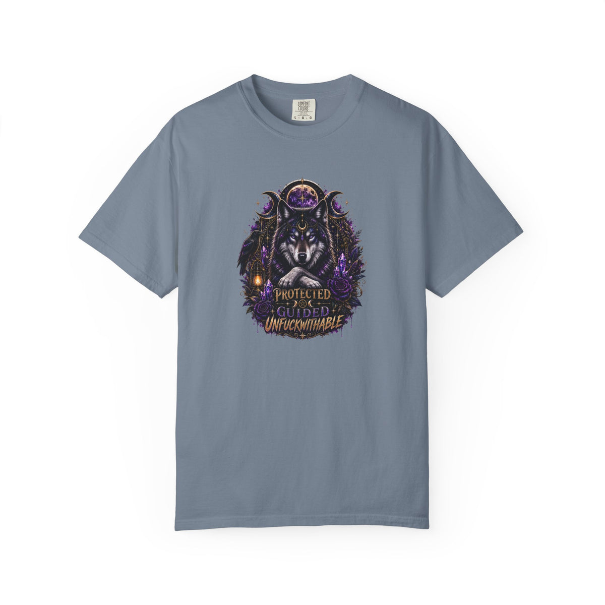 Protector Wolf T-Shirt — "Protected, Guided, Unfuckwithable" Spiritual Graphic Tee