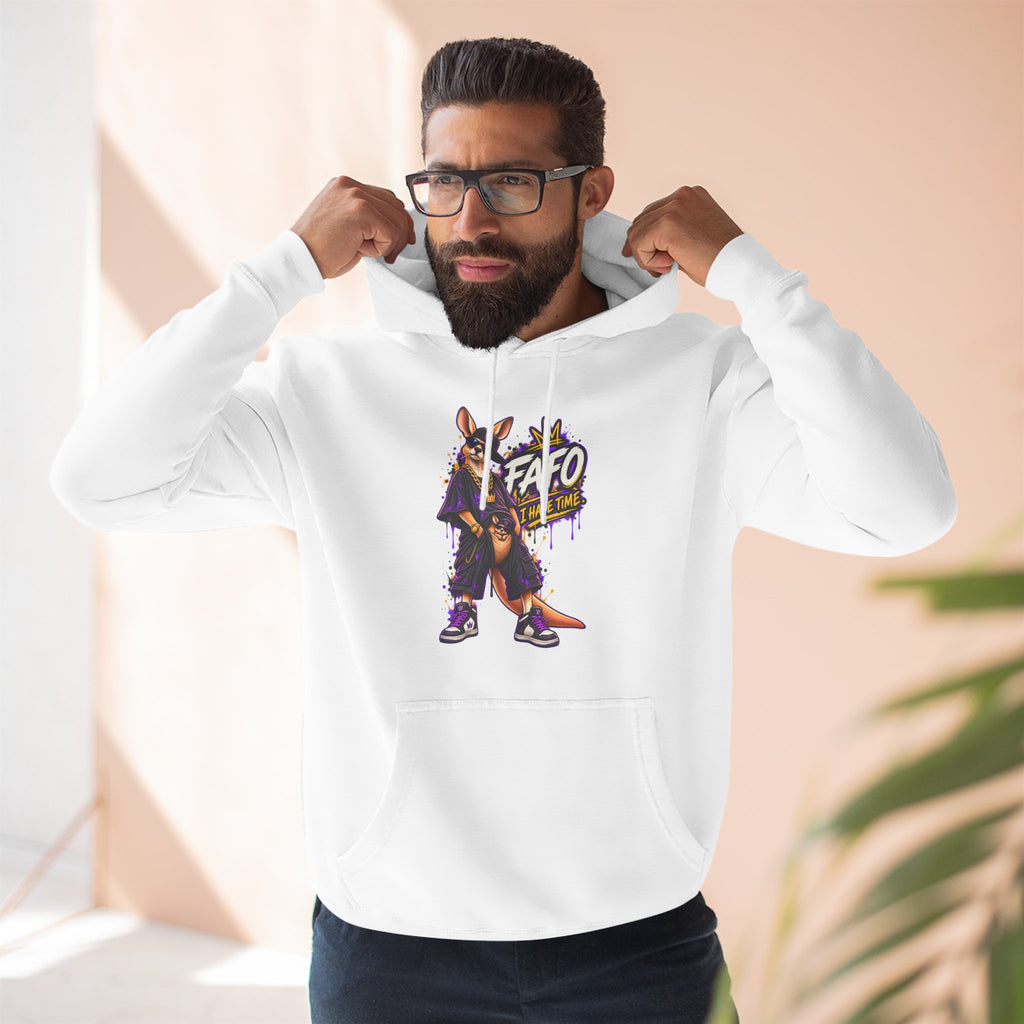Streetstyle Kangaroo Graphic Hoodie — "FAFO" Retro Character Pullover