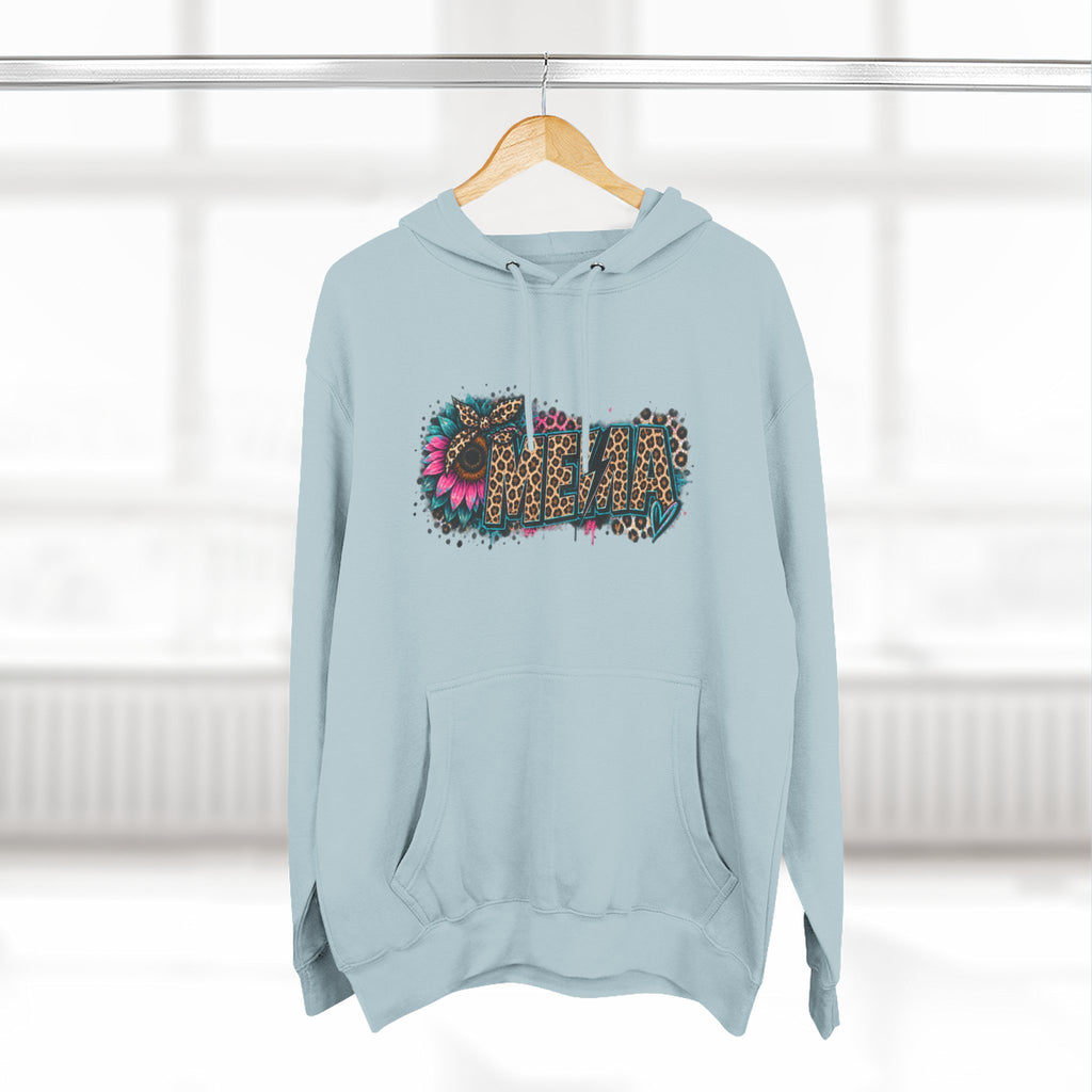 MEMA Leopard Floral Heat Hoodie — Cozy Fleece Pullover with Leopard & Flowers Design