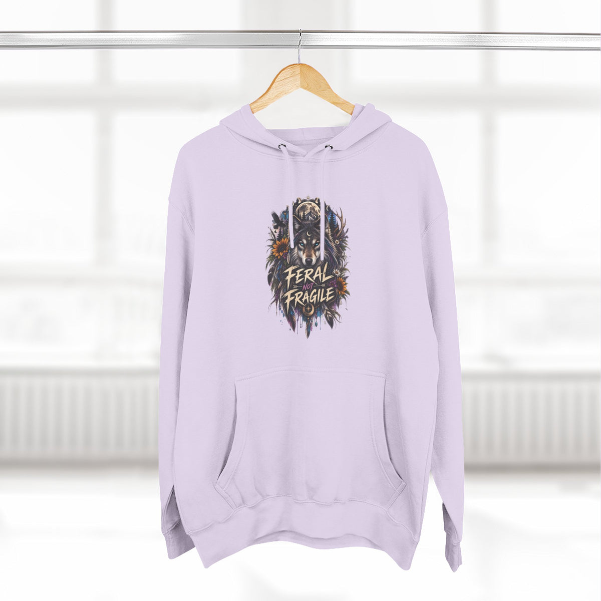 Feral not Fragile Wolf Graphic Hoodie — Wildlife-Inspired Comfort Pullover
