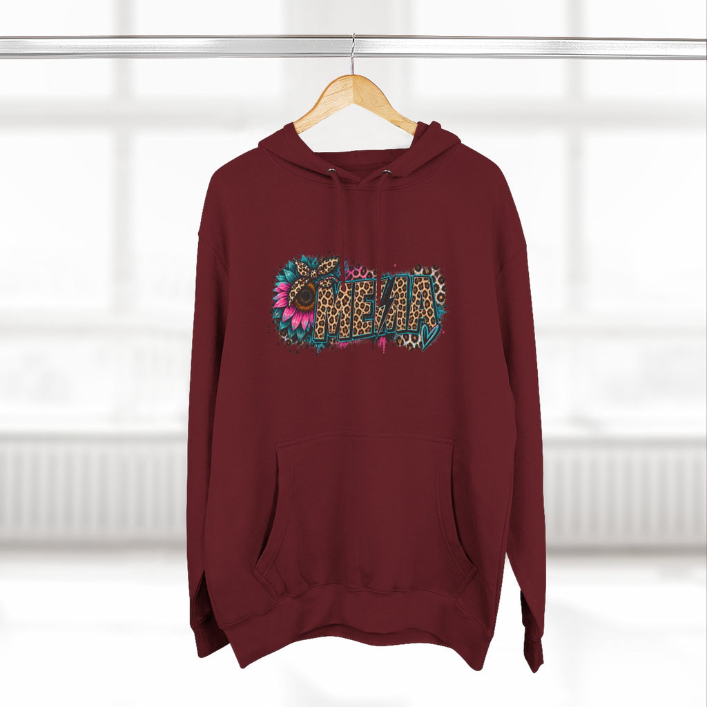 MEMA Leopard Floral Heat Hoodie — Cozy Fleece Pullover with Leopard & Flowers Design