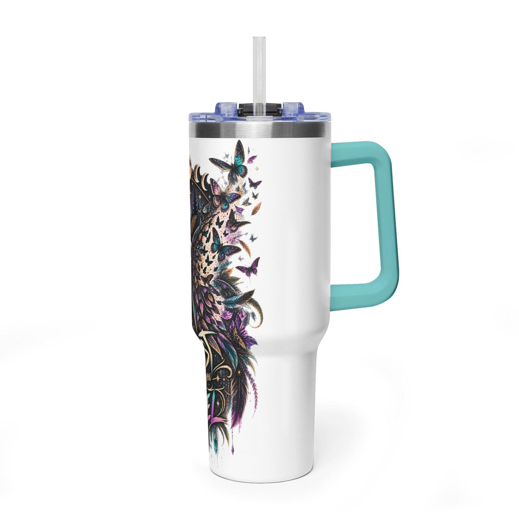 40oz Vacuum Tumbler — 'Trust What You Feel' Moth Nightscape Insulated Cup
