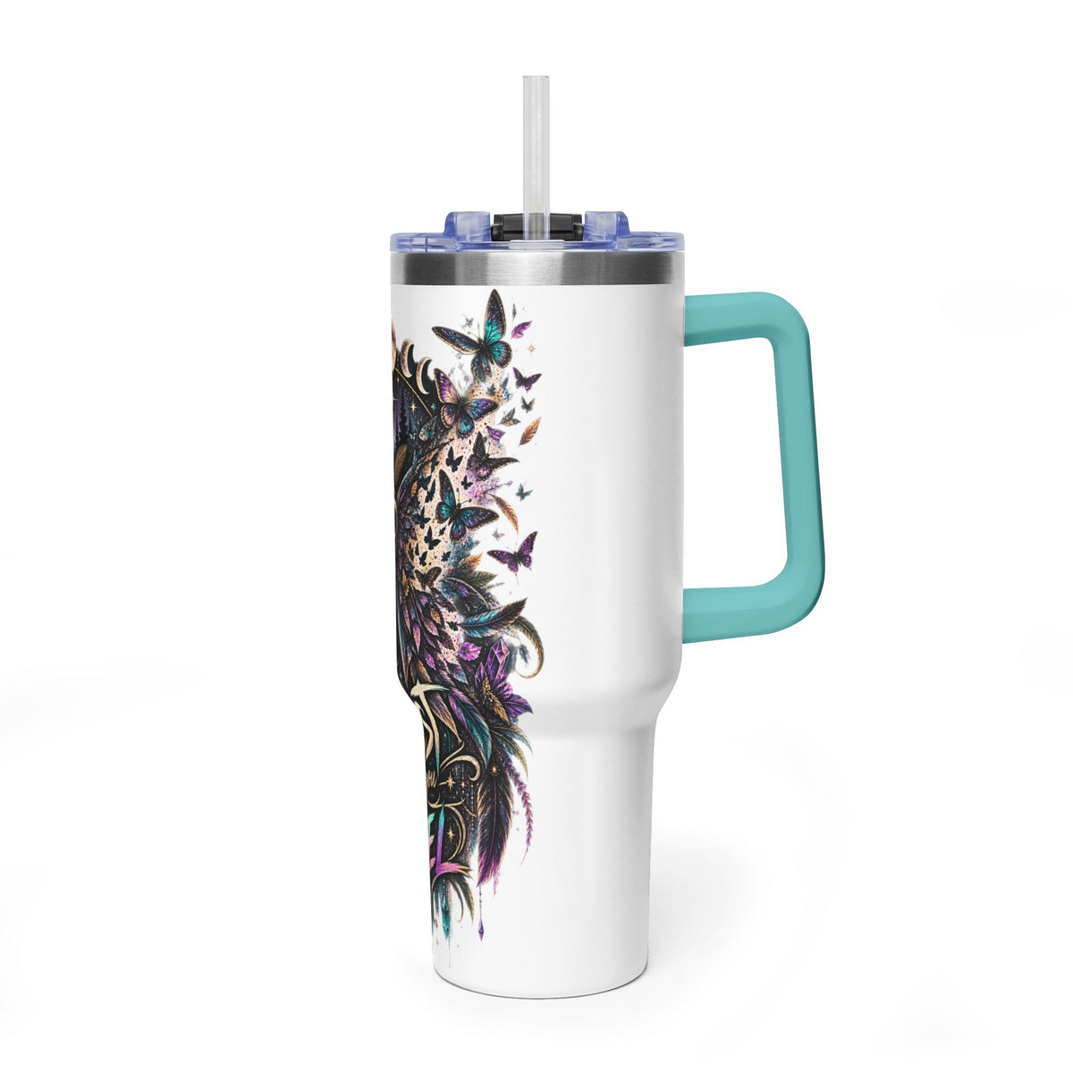 40oz Vacuum Tumbler — 'Trust What You Feel' Moth Nightscape Insulated Cup