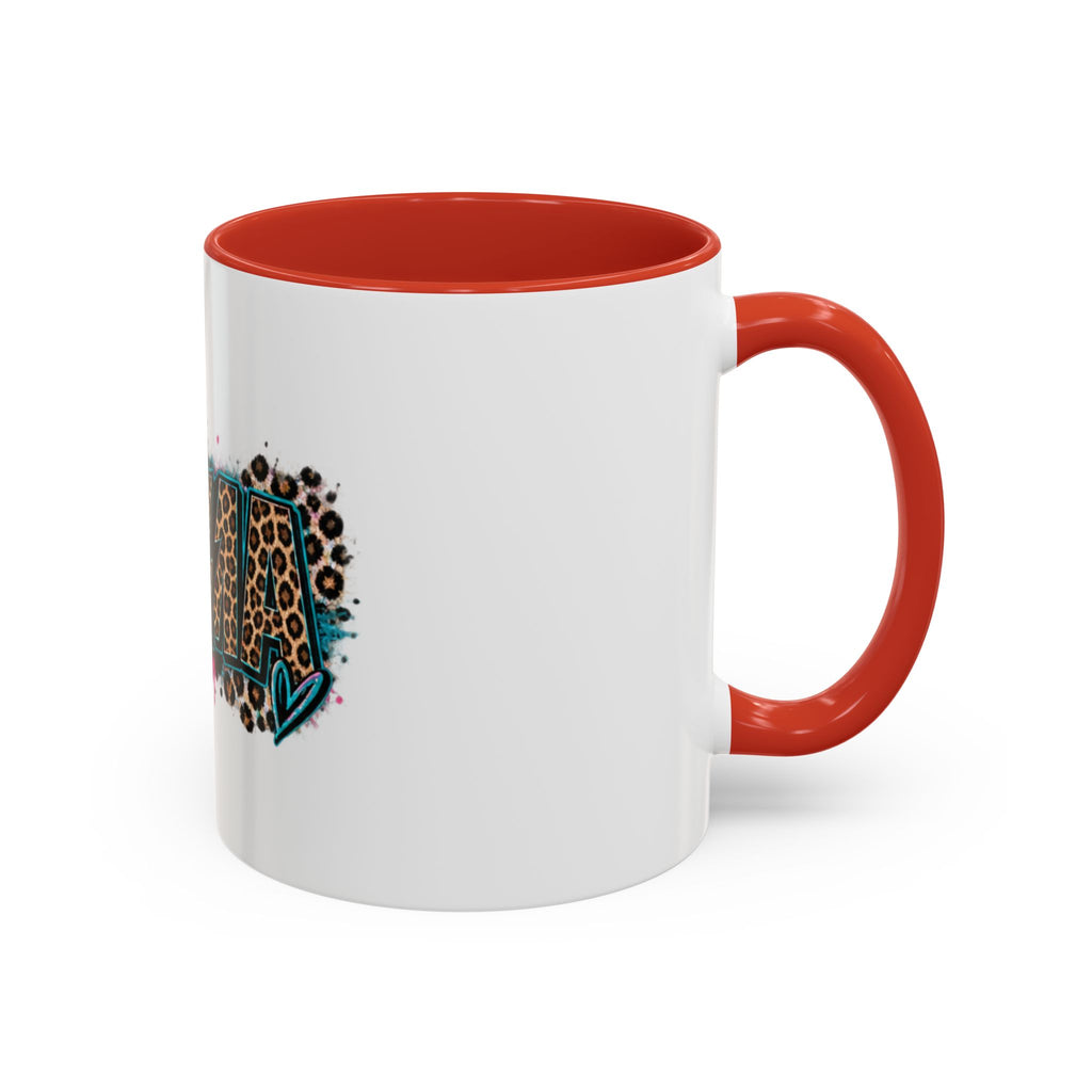 Leopard Print 'Mema' Accent Coffee Mug — Bold Animal Print Ceramic Mug- Mema Gift